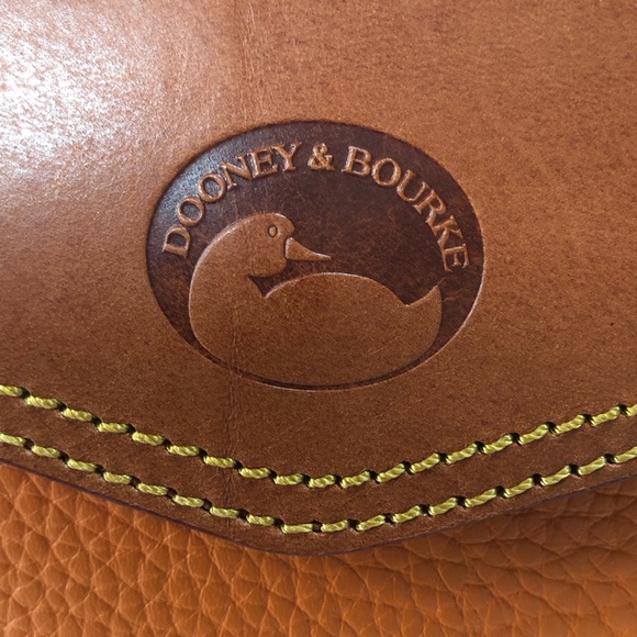 Authentic Dooney & Bourke Front Pocket Satchel Orange Leather and Brown Trim - Picture 6 of 13